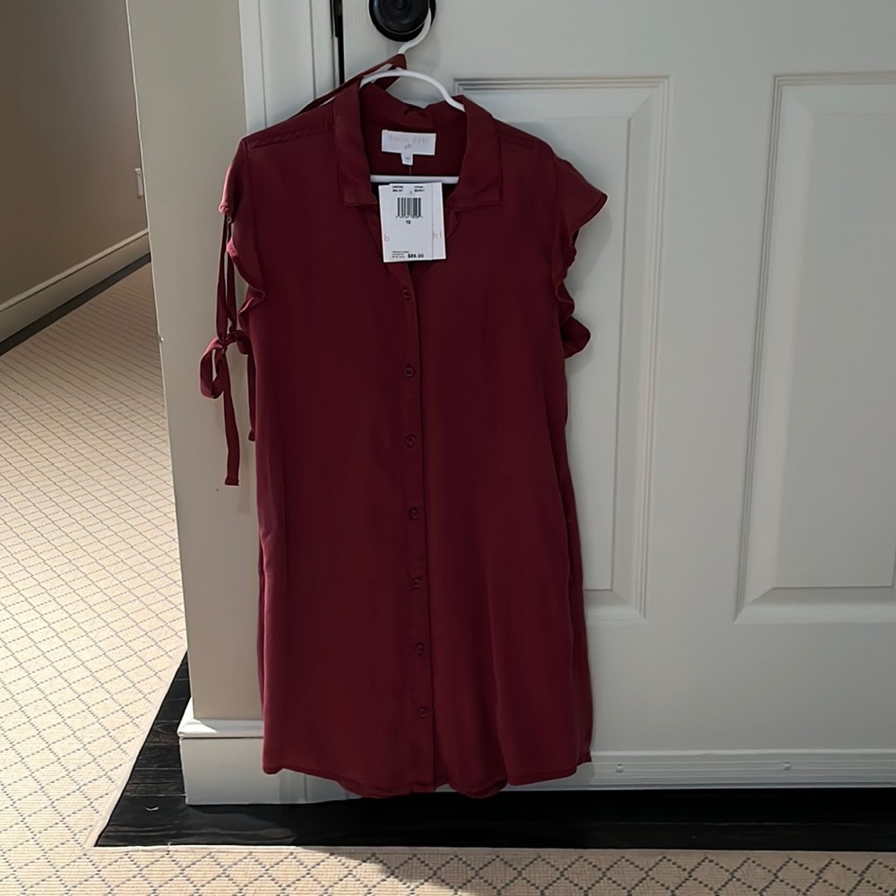 Maroon red belt or not belted dress size 10